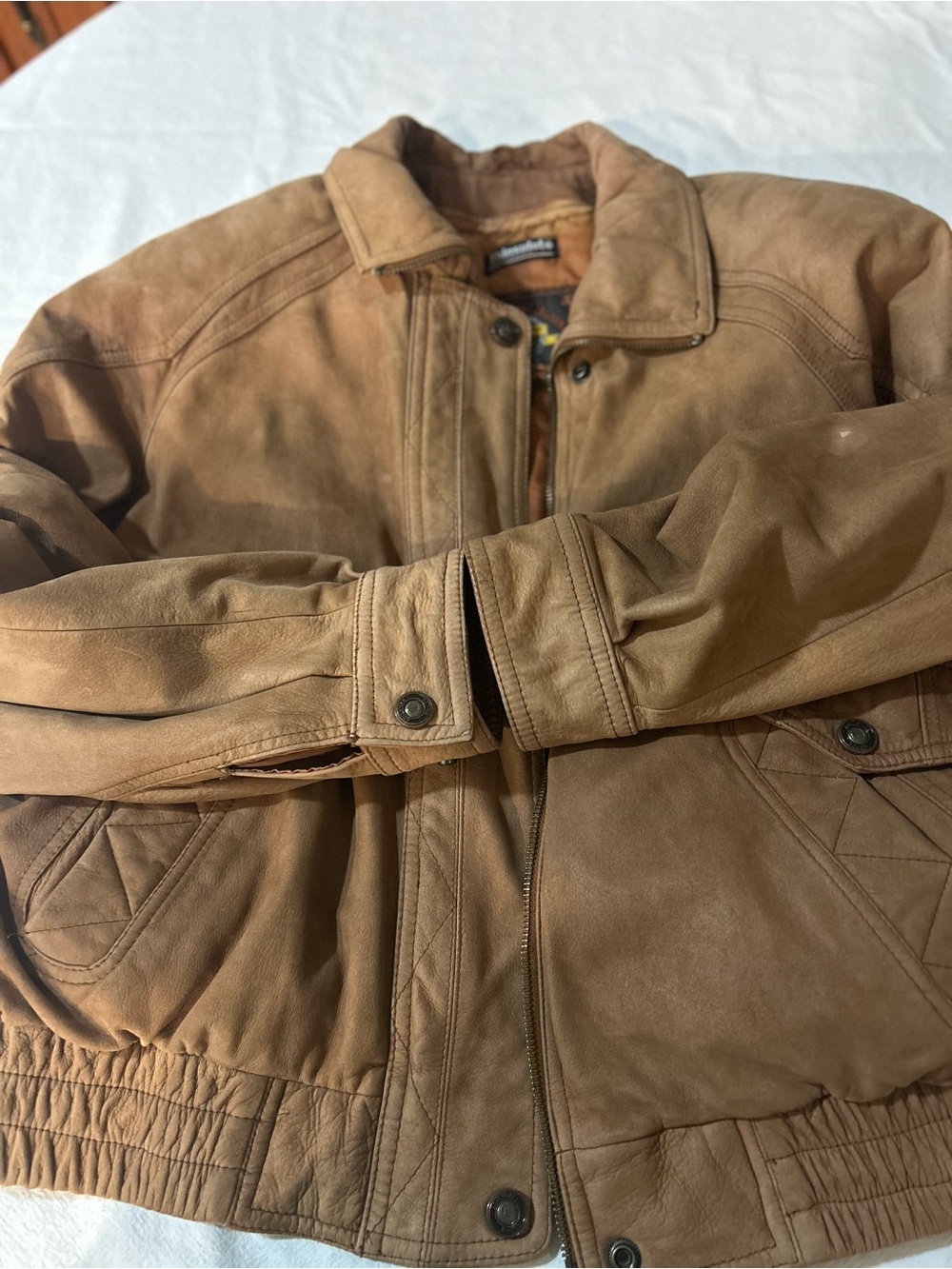 Women’s brown Leather Bomber Jacket - Picture 1 of 6